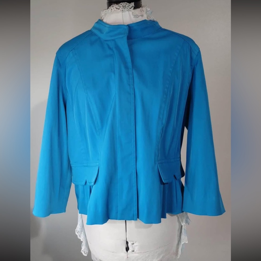 Large Ruby Rd Size 12 Blue Denim Blazer Jacket Women C3534